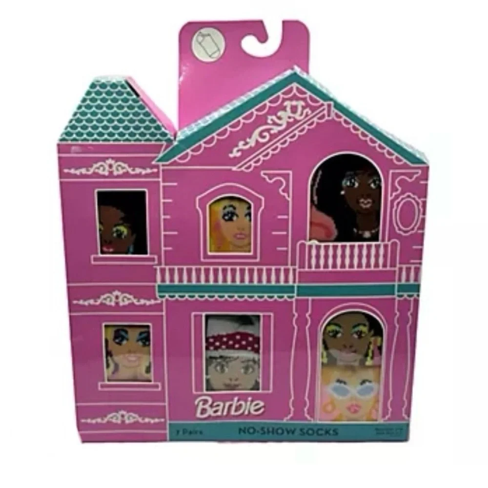 NIB Barbie no show socks 7 pairs in a dream house box